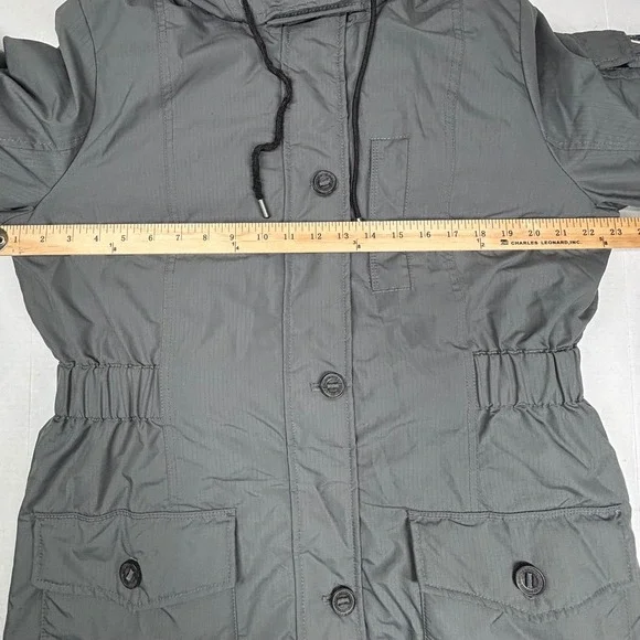 Abercrombie‎ & Fitch Premium Arctic Parka Hooded Winter Luxe Coat XL Gray Padded - Picture 4 of 12